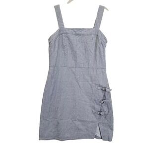 White Blue Dress‎ Small/medium Sleeveless  Summer Coquette Mini Buckles Grunge